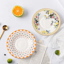 GobekUsa Bone China Flower Coffee Cup Saucers Set, Elegant Pastoral Tea Time Essentials