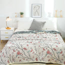 GobekUsa Japanese Cotton Single Bedspread with Pillow Towel - Floral Birds Design