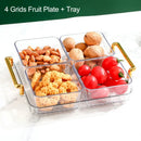 GobekUsa 6-Grid Divided Fruit Plate Snack Dish Dry Fruit Tray Light Luxury Tray