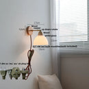 GobekUsa Iron Wood LED Wall Light Fixture Rotate Bedside Lamp Aplique Pared