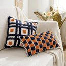 GobekUsa Boho Tufted Pillow Cover Navy Burnt Orange 45x45cm Square for Home Decoration