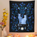 GobekUsa Cat Tapestry Wall Hanging Moon Sun Moth Leaf Flower Occult Home Decor