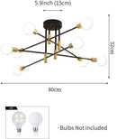GobekUsa Industrial Sputnik Chandelier Semi Flush Ceiling Light for Kitchen Dining Bedroom