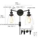 GobekUsa Black LED Wall Sconce 2-Head Lamp for Bedroom Bathroom Mirror