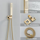 GobekUsa Brushed Gold Shower Faucet Set 2/3 Way Rainfall Bathtub Mixer Wall Mounted Box