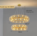 GobekUsa Gold Crystal Chandelier: Luxury LED Hanging Lamp for Living and Dining Room