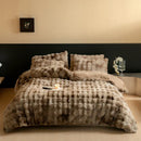 GobekUsa Luxe Faux Fur & Velvet Patchwork Bedding Set - Duvet, Sheet & Pillowcases