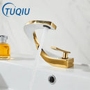 GobekUsa Gold White Bathroom Basin Faucet Cold Hot Water Mixer Sink Tap