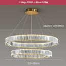 GobekUsa Crystal LED Chandelier: Modern Steel Pendant Lighting for Luxurious Foyer Decor