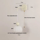 GobekUsa Iron Nordic LED Wall Light with Pull Chain Switch, Adjustable Glass Bedside Lamp