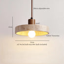GobekUsa LED Hanging Pendant Light Mid-Century Modern Yellow Travertine Wood Living Room