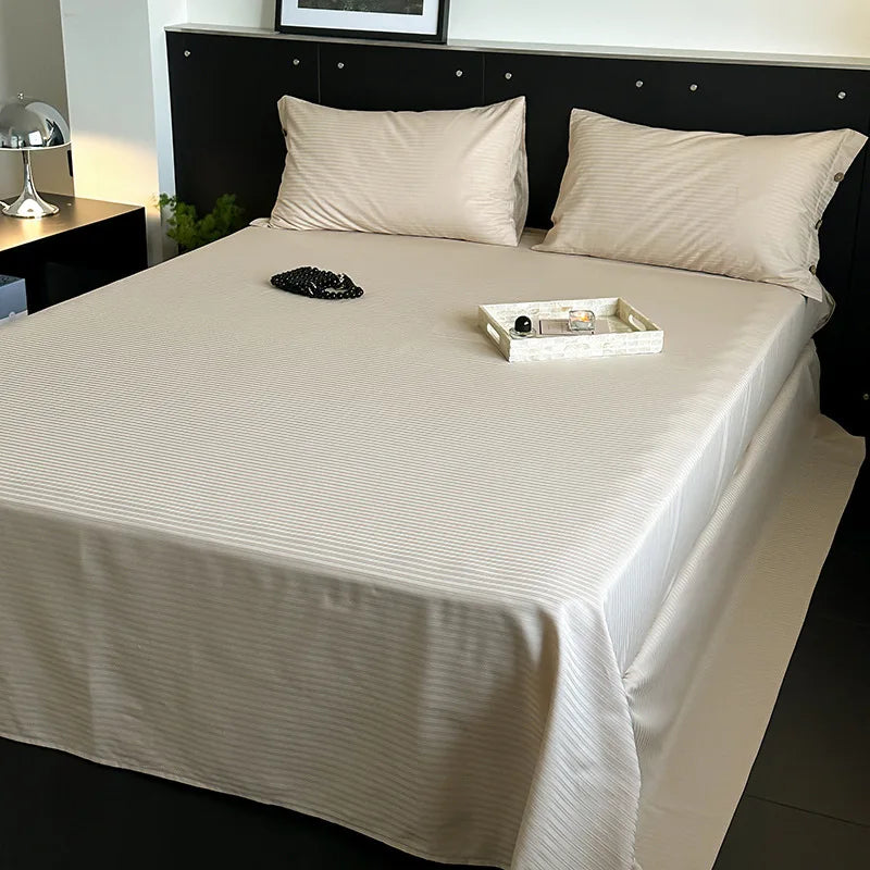 GobekUsa Luxe Cotton Satin Stripe Bed Sheet Set with 2 Pillowcase, photo 29 of 30