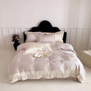 GobekUsa Butterfly Flowers Embroidery Bedding Set 800TC Soft Silky Duvet Cover Set