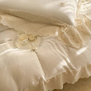 GobekUsa Lace Ruffles Princess Wedding Bedding Set in Pure Cotton Skin-friendly Fabric
