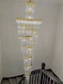 GobekUsa Gold Crystal Duplex Building LED Chandeliers - Luxury Staircase Decoration