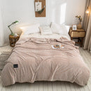 GobekUsa Gray Plaid Coral Fleece Bed Blanket - Single/Queen/King Size Cozy Flannel Bedspread