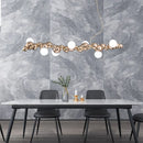GobekUsa Caterpillar Metal Ball Chandelier: Modern Creative Long Bar Pendant Light for Kitchen Dining Room