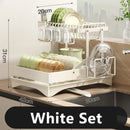 GobekUsa 2 Tier Dish Drainer Rack & Drain Basket: Kitchen Organizer Holder, Counter Storage