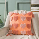 GobekUsa Heart Embroidery Cushion Cover 45x45cm Orange Grey Geometric Pillowcase