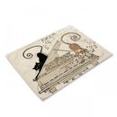 GobekUsa Black Cat Linen Placemat Set for Dining Table & Kitchen Decor