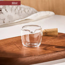 GobekUsa Glass Espresso Measuring Cup with Wood Handle, Transparent Milk Jug