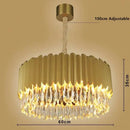GobekUsa Crystal Chandelier: Black Gold Round LED Pendant Light for Living Room or Bedroom