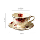GobekUsa Blooming Roses Porcelain Coffee Mug with Golden Edge & Saucer