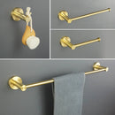 GobekUsa Brushed Gold Bathroom Accessories Set: Wall Mount Shelf, Toilet Paper Holder, Towel Bar, Robe Hook
