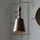 GobekUsa LED Pendant Lamp: Japan Style, Copper Socket, Walnut Wood, Adjustable Hanging Light