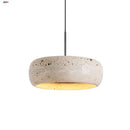 GobekUsa LED Pendant Lamp Black Iron Wabi Sabi Hanging Light - Yellow Travertine