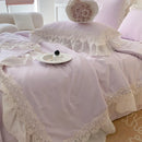 GobekUsa French Wedding Lace Ruffles Bedding Set
