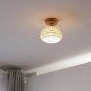 GobekUsa Copper Wood LED Ceiling Lamp Ceramic Modern Ceiling Lights for Home Decor