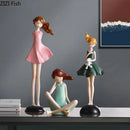 GobekUsa Cartoon Girl Resin Sculpture Desk Decoration Room Ornament Artifacts