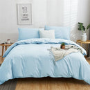 GobekUsa Cotton 4pcs Bedding Set Double Queen Solid Color Duvet Cover Flat Bed Sheet