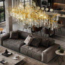GobekUsa Golden Crystal Chandelier - Modern Luxury Long Light for Kitchen, Dining, Living, Bedroom