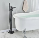 GobekUsa Black Floor Mounted Bathtub Faucet Set with Waterfall Mixer Tap