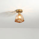 GobekUsa Amber Glass LED Ceiling Lights Modern Home Lighting Copper Socket