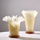 GobekUsa Large Glass Vase with Lotus Leaf Edge for Home Decor