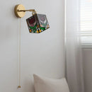 GobekUsa Colorful Square Glass LED Wall Lights with Pull Chain Switch - Tiffany Style