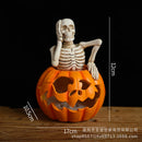 GobekUsa Halloween Skull Pumpkin Skeleton Sculpture Resin Home Decor Statuette