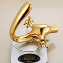 GobekUsa Gold Bathroom Sink Faucet with 2 Handles - Luxury Basin Mixer Tap