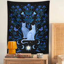 GobekUsa Cat Tapestry Wall Hanging Moon Sun Moth Leaf Flower Occult Home Decor
