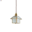 GobekUsa Cube Glass LED Pendant Light: Modern Copper Hanging Lamp for Bedroom, Restaurant, Hallway