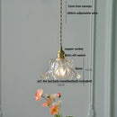 GobekUsa Amber Glass LED Pendant Light Fixture Nordic Modern Copper Hanging Lamp