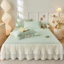 GobekUsa Lace Ruffles Cooling Bed Skirt Set with Pillowcases