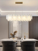 GobekUsa Glass Feather Chandelier: Luxury Art Decor Ceiling Chandelier for Living Dining Room