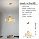GobekUsa Crystal LED Pendant Light: Retro Gold Lampshade for Living Room, Bedroom, Dining Room