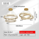 GobekUsa Golden Crystal Chandelier: Nordic Modern Luxury LED Hanging Halo for Living Room
