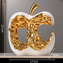 GobekUsa Ceramic Apple Sculpture Desk Decoration - Gold-plated Hollow Out Craft, Room Aesthetic Ornament