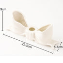 GobekUsa Bowknot Ceramic Candle Holder Desk Decoration Romantic Candlestick Aesthetic Decor